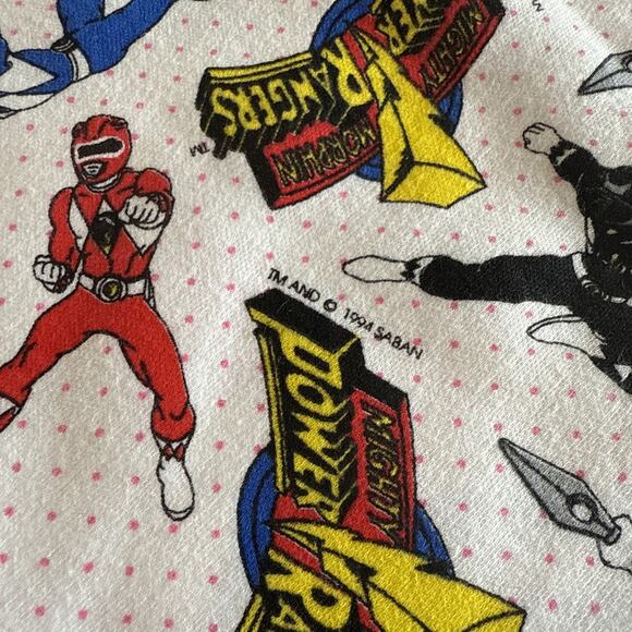 Vtg 1994 Mighty Morphin Power Rangers fabric Saban 32”x55” Used Rough Cut Figure - Picture 3 of 12